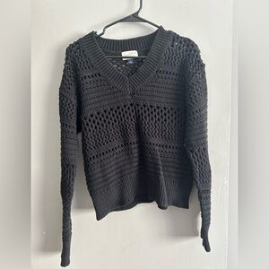 Universal Thread Black Open-Knit V-Neck Sweater